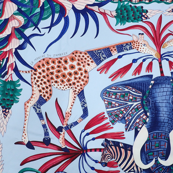 HERMES Blue Silk Scarf - Picture 3 of 9